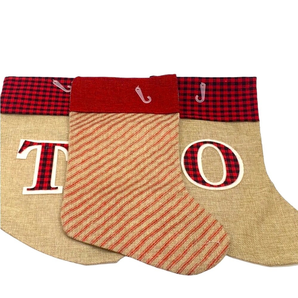 Christmas Bundle Burlap Stockings Set of Three